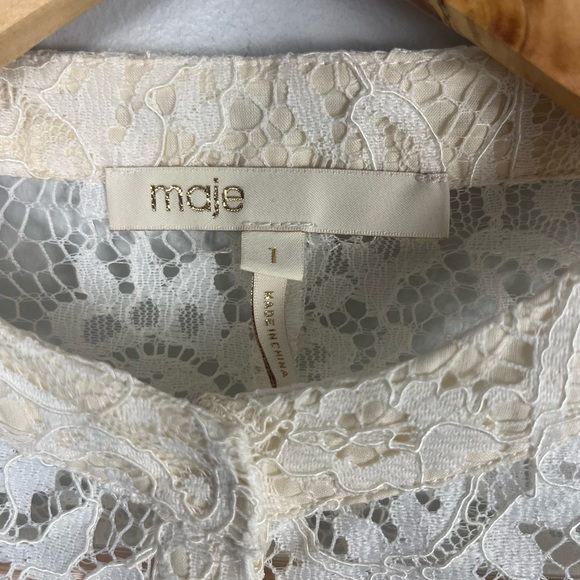 Maje ombré long sleeve lace orange/cream dress size 1/small - Picture 3 of 8